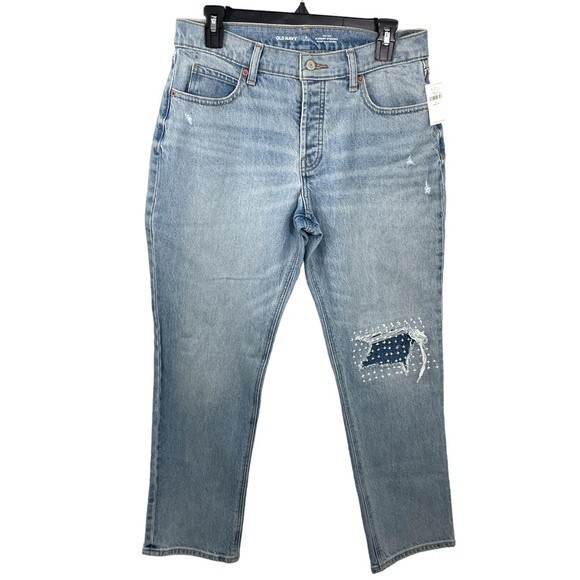 NWT Old Navy High Rise Slouchy Straight Jeans Size 4 Petite Secret-Slim Pockets - Picture 1 of 8